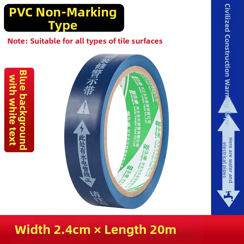 Víz- és elektromos jelölő szalag, PVC alap, vastagság 0,15 mm, magas viszkozitás, nyom nélkül, azonosítási figyelmeztetés