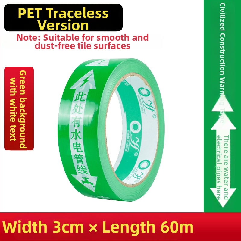 Víz- és elektromos jelölő szalag, PVC alap, vastagság 0,15 mm, magas viszkozitás, nyom nélkül, azonosítási figyelmeztetés