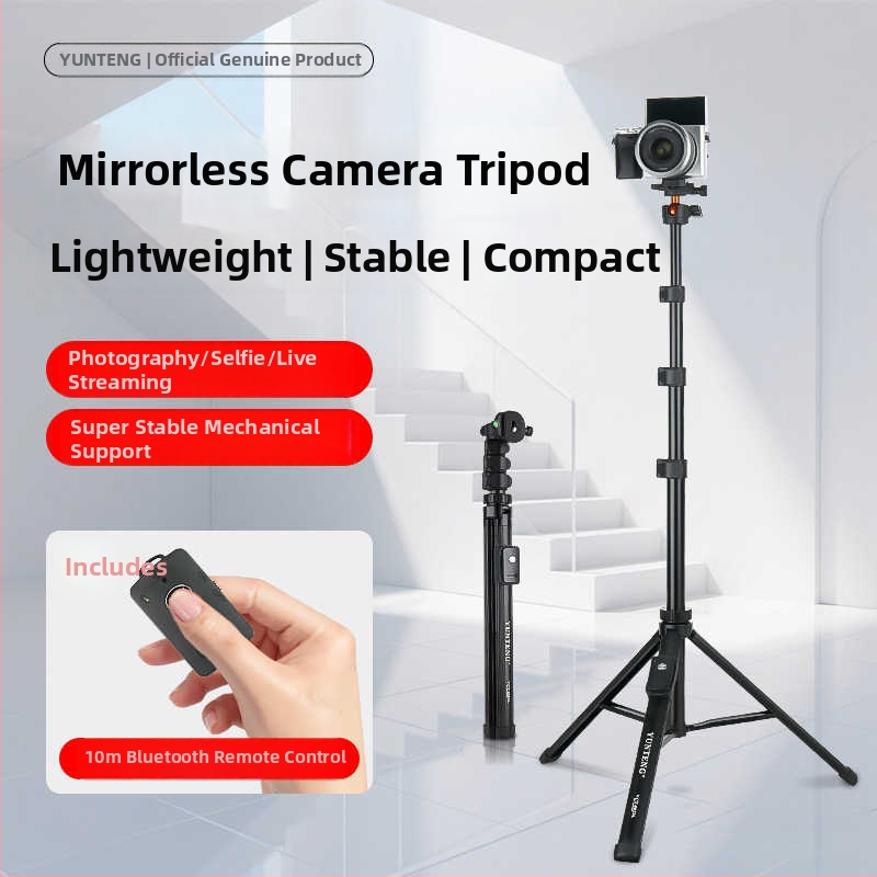 Yunteng 8023 Hliníkový selfie stick a tripod pre telefón a bezzrkadlový fotoaparát, Bluetooth diaľkové ovládanie a stabilizáciu obrazu