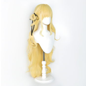 Перука за аниме косплей, средна до дълга къдрава коса, термоустойчиви нишки; може да се боядисва