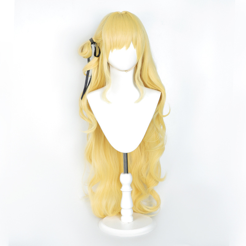 Перука за аниме косплей, средна до дълга къдрава коса, термоустойчиви нишки; може да се боядисва