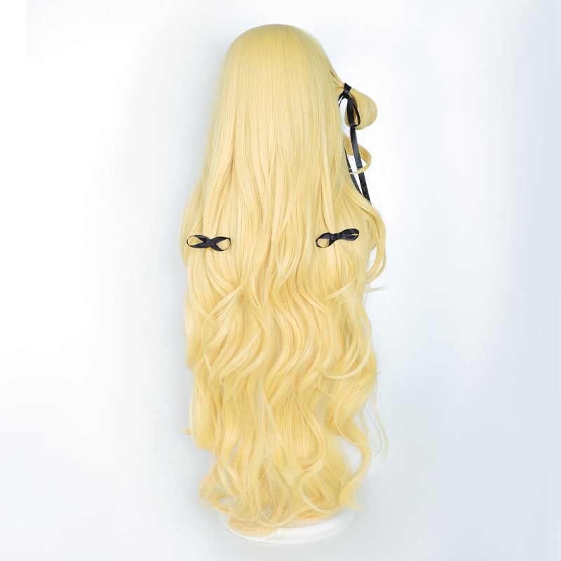 Перука за аниме косплей, средна до дълга къдрава коса, термоустойчиви нишки; може да се боядисва