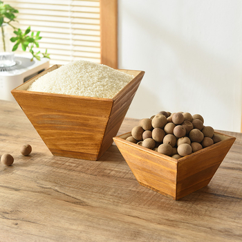 Recipient pentru orez din lemn masiv – rezistent la umezeală, controlul dăunătorilor; Material: lemn; Capacitate sub 4L; Stil: stil chinez nou