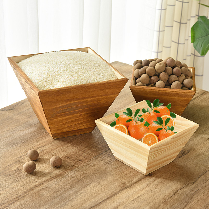 Recipient pentru orez din lemn masiv – rezistent la umezeală, controlul dăunătorilor; Material: lemn; Capacitate sub 4L; Stil: stil chinez nou