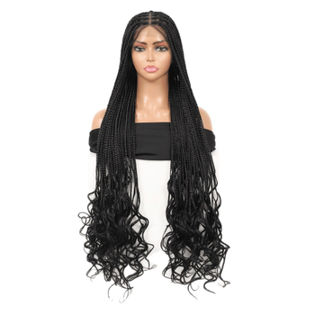 Perucă cu dantelă completă, stil exotic pentru femei, croșetată parțial manual, nu poate fi vopsită, fibră sintetică din mătase la temperaturi înalte