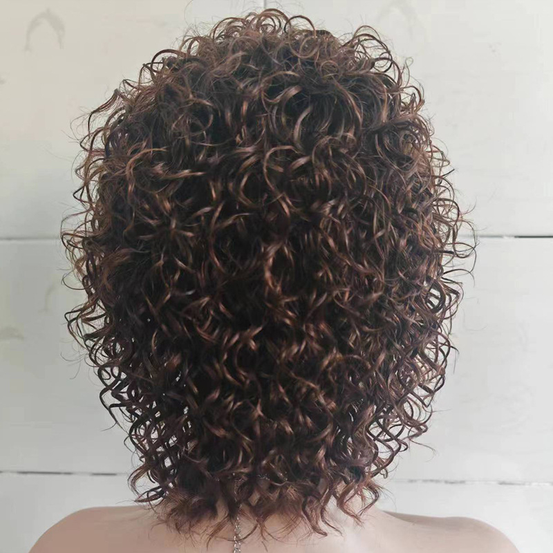 Perucă cu dantelă frontală, bucle afro, aspect natural, textură cacao pufoasă, păr uman