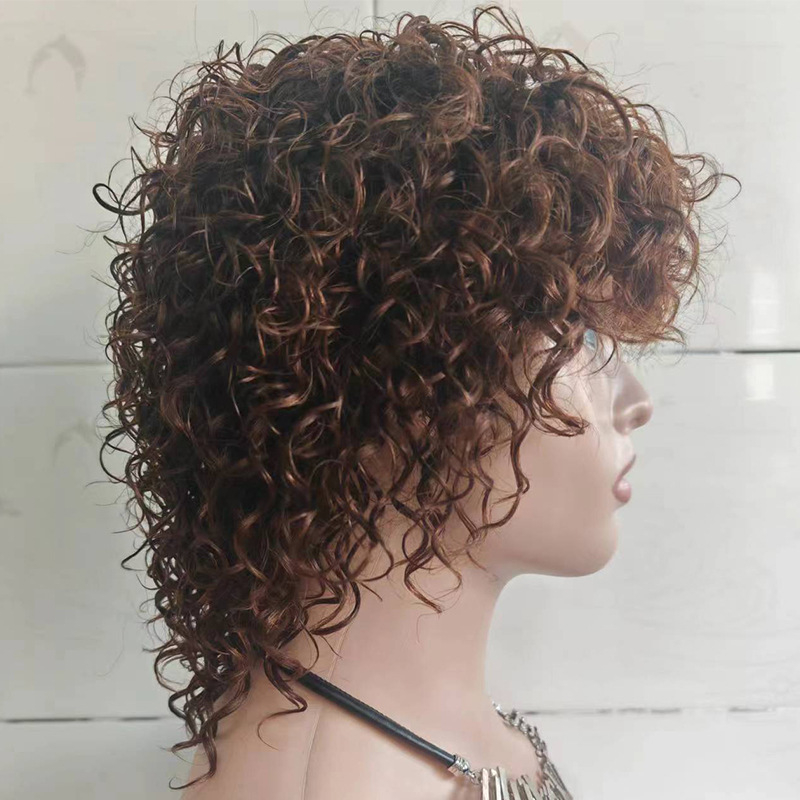 Perucă cu dantelă frontală, bucle afro, aspect natural, textură cacao pufoasă, păr uman