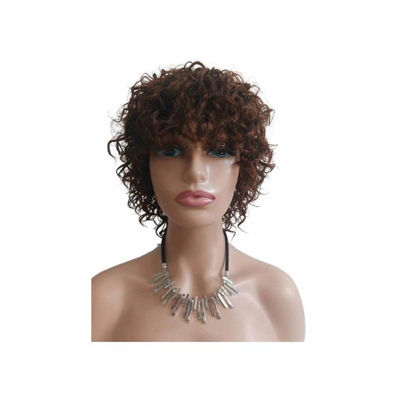 Perucă cu dantelă frontală, bucle afro, aspect natural, textură cacao pufoasă, păr uman