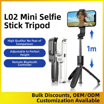 L02 Integrovaný selfie stick s Bluetooth diaľkovým ovládaním pre živé vysielanie, kovový stojan pre vertikálne fotografovanie s smartfónom
