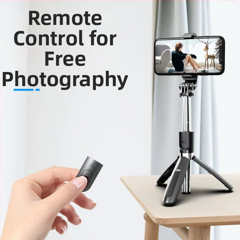 L02 Integrovaný selfie stick s Bluetooth diaľkovým ovládaním pre živé vysielanie, kovový stojan pre vertikálne fotografovanie s smartfónom