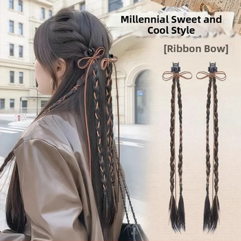Perucă cu coadă de cal și funda – Bow wig ponytail, pentru femei, fără vopsire și fără permanent