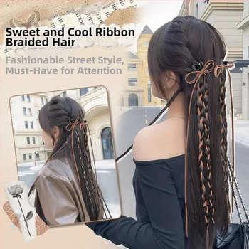 Perucă cu coadă de cal și funda – Bow wig ponytail, pentru femei, fără vopsire și fără permanent