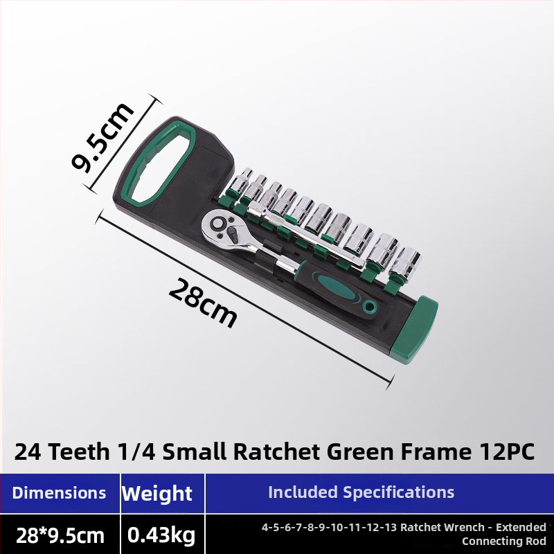 12-dijelni set ključeva s ratchetom, 24 zuba, vanjski šesterokutni nastavci, od karbonske čelika