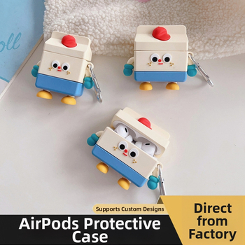 Silikonska zaštitna futrola Cartoon Milk Box za Apple AirPods 4 i AirPods Pro 2