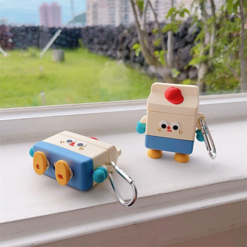 Kućište AirPods Pro/2 - Cartoon Milk Box, silikon, tvrdi kućište, prijenosno, injekcijsko oblikovanje s otiskom