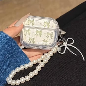 AirPods futrola od TPU, uzor mašne, ručno izrađene perle, univerzalni stil, prilagodljivo