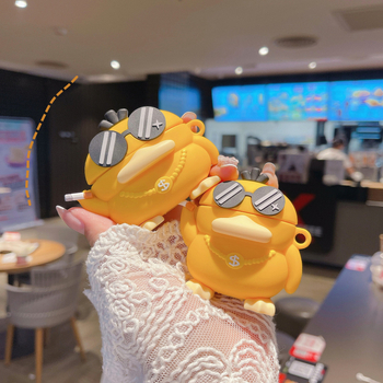 Zaštitni kućište za AirPods Pro 2./3./4. generacije – Cartoon Psyduck sa sunčanim naočalama, PVC, reljefno, prijenosno, mogućnost prilagodbe