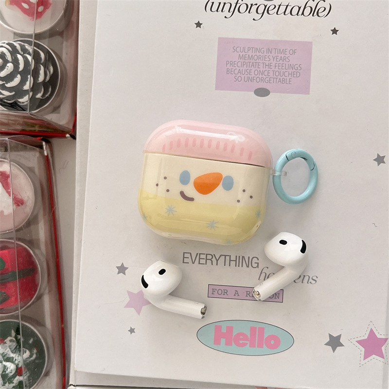 Futrola za AirPods za 4. generaciju i Pro 3. generaciju | Dizajn Snježnog čovjeka | Materijal PC, Mek kućište, Reljefni uzorak