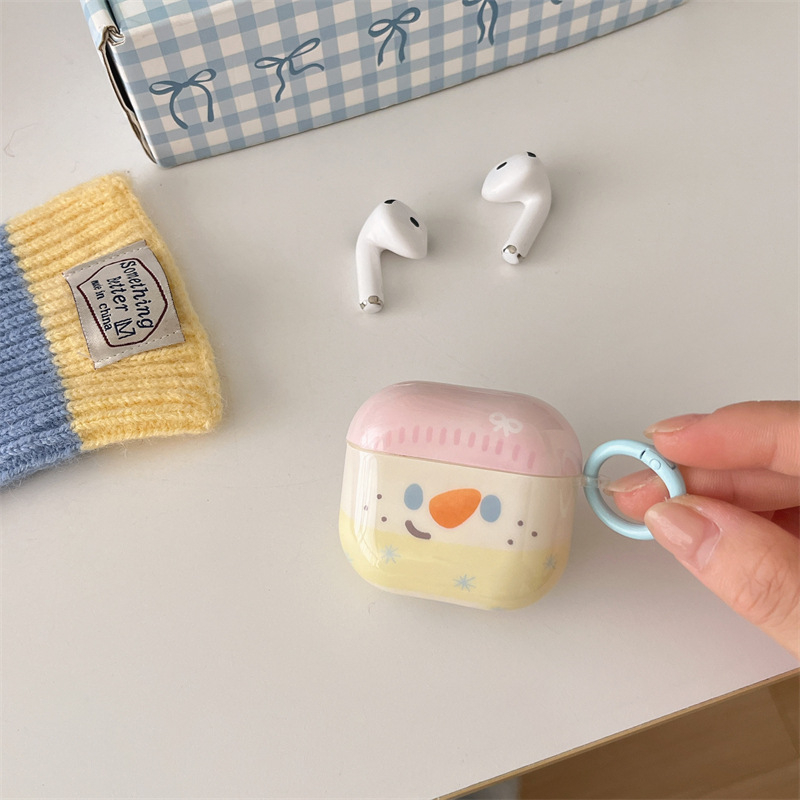 Futrola za AirPods za 4. generaciju i Pro 3. generaciju | Dizajn Snježnog čovjeka | Materijal PC, Mek kućište, Reljefni uzorak