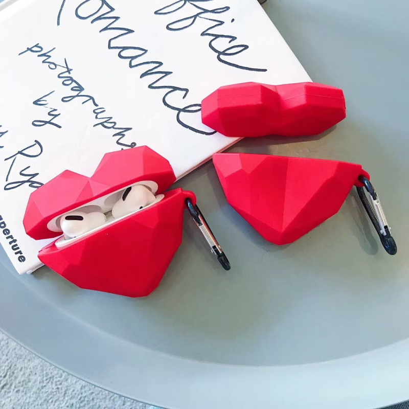 Silikonska futrola za AirPods Pro s dizajnom Crveno dijamantno srce (1-4. generacija)