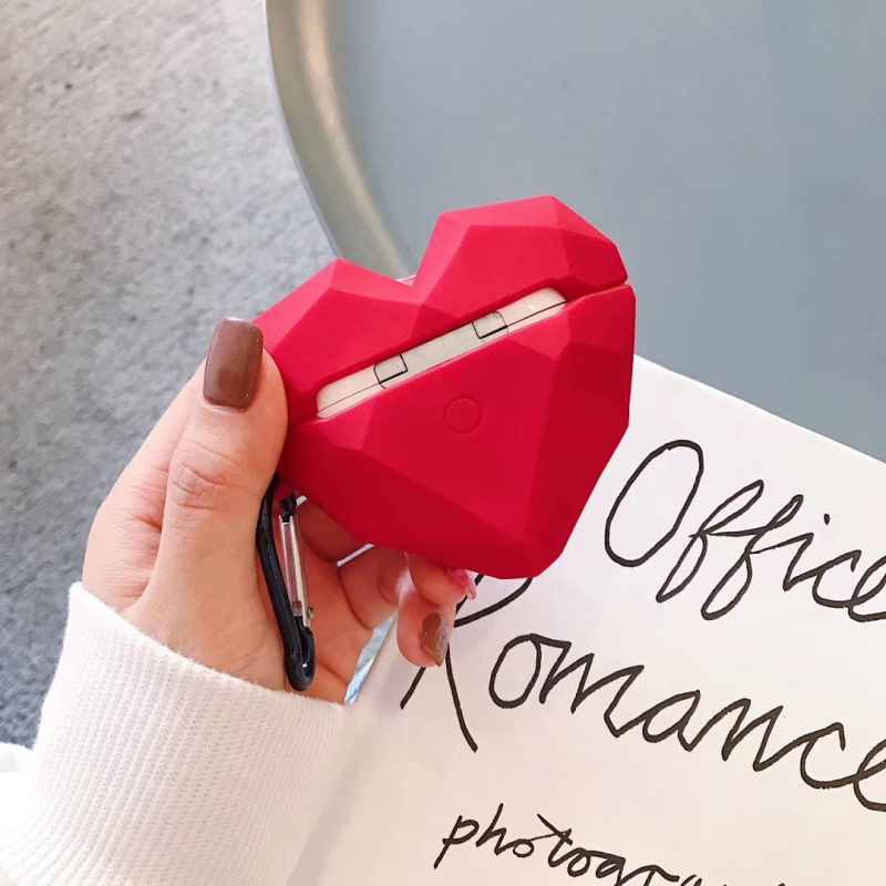 Silikonska futrola za AirPods Pro s dizajnom Crveno dijamantno srce (1-4. generacija)