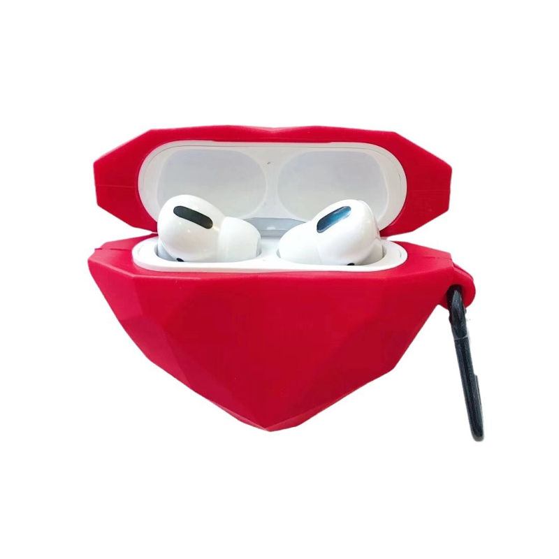 Silikonska futrola za AirPods Pro s dizajnom Crveno dijamantno srce (1-4. generacija)