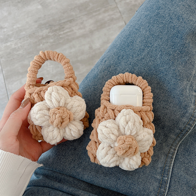 AirPods pliš cvjetna zaštitna futrola za Apple AirPods (1./2./3. gen) – pliš, universalni dizajn, ljepilo