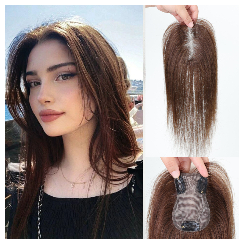 Dijel za periku s bočnim šiškama, ručno tkan od ljudske kose, model P270, za žene