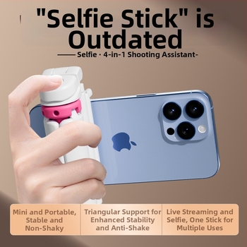 Mini prenosný Bluetooth selfie tyč pre mobilný telefón – s rukoväťou a stolovým trojnožným stojanom, telo zo zliatiny, diaľkový ovládač v balení, prispôsobiteľný, univerzálny štýl