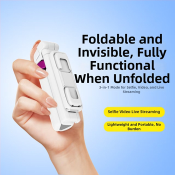 Mini prenosný Bluetooth selfie tyč pre mobilný telefón – s rukoväťou a stolovým trojnožným stojanom, telo zo zliatiny, diaľkový ovládač v balení, prispôsobiteľný, univerzálny štýl