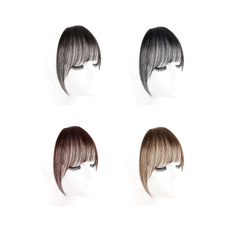 Perucă din păr real uman, breton aer 3D, fața frontală fără cusături, țesut manual