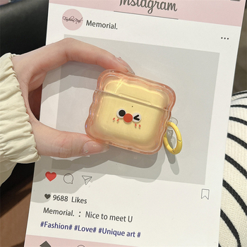 Θήκη προστασίας AirPods με χαριτωμένη έκφραση φρυγανιού, σιλικόνη, μαλακό περίβλημα, χαραγμένο σχέδιο, για Apple AirPods Pro 3 και AirPods 4