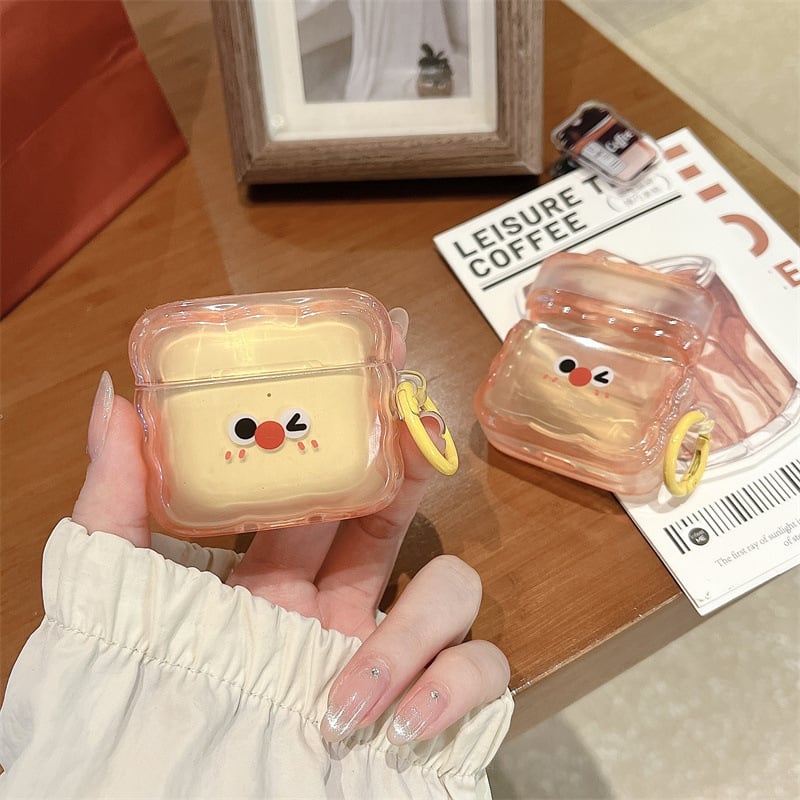 Θήκη προστασίας AirPods με χαριτωμένη έκφραση φρυγανιού, σιλικόνη, μαλακό περίβλημα, χαραγμένο σχέδιο, για Apple AirPods Pro 3 και AirPods 4