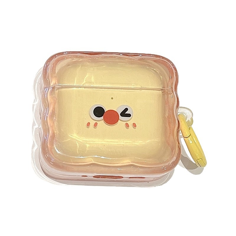 Θήκη προστασίας AirPods με χαριτωμένη έκφραση φρυγανιού, σιλικόνη, μαλακό περίβλημα, χαραγμένο σχέδιο, για Apple AirPods Pro 3 και AirPods 4