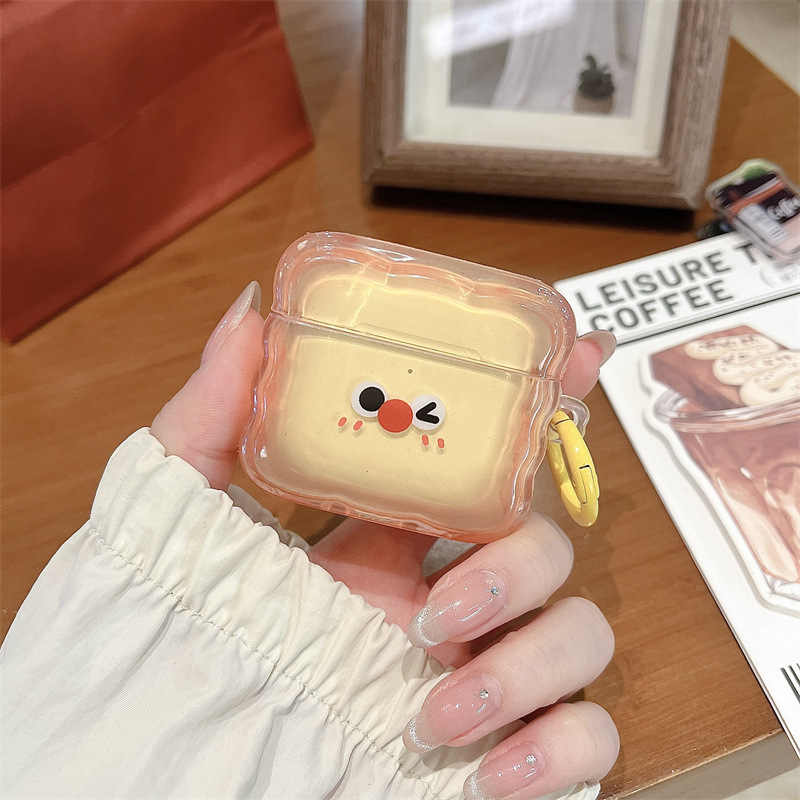 Θήκη προστασίας AirPods με χαριτωμένη έκφραση φρυγανιού, σιλικόνη, μαλακό περίβλημα, χαραγμένο σχέδιο, για Apple AirPods Pro 3 και AirPods 4