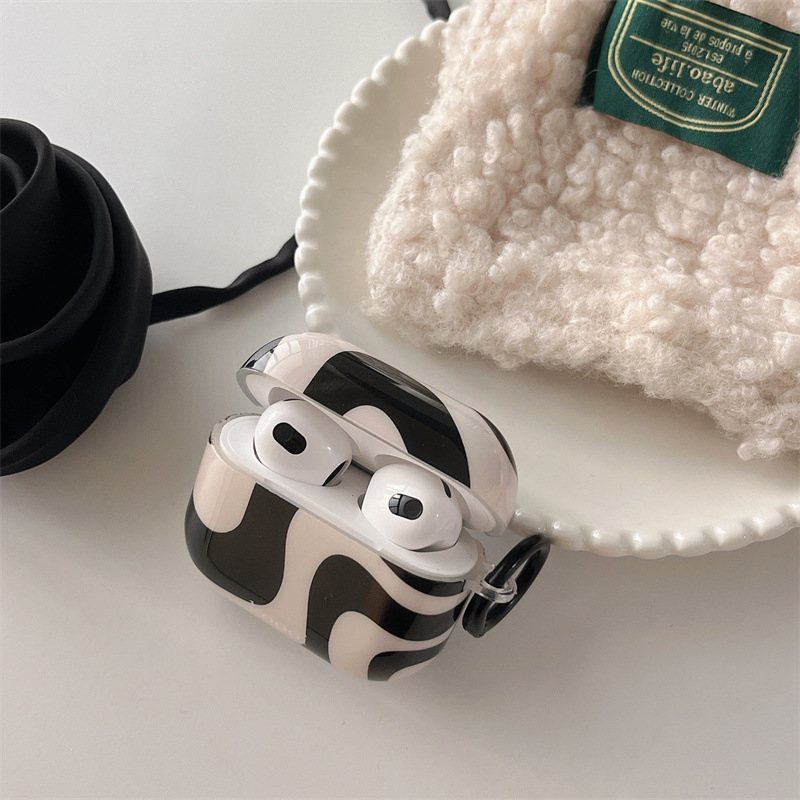 Korejskog stila crno-bijeli zakrivljeni kućište AirPods, nova 3. generacija, za Apple bežične Bluetooth slušalice Pro 2