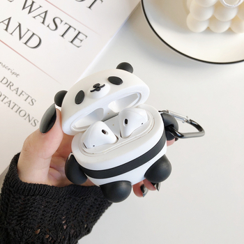 AirPods ochranný kryt — Kawaii panda kreslený dizajn, silikón, vstrekované formovanie, Apple