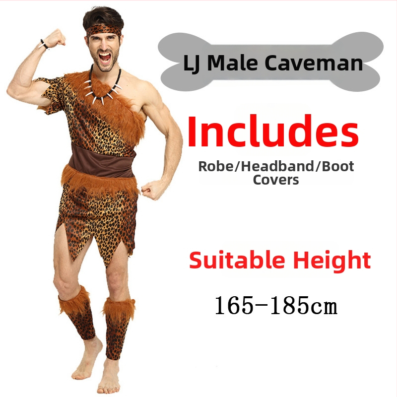 Unisex kostim s leopard uzorkom, primitivni domorodac za Halloween i igru uloga - poliester