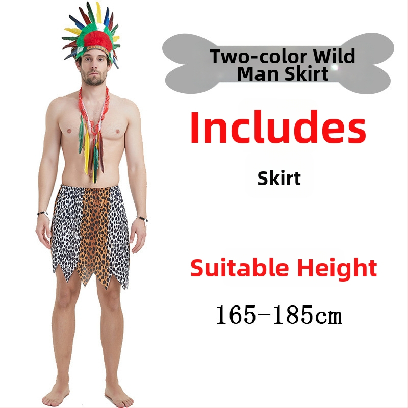 Unisex kostim s leopard uzorkom, primitivni domorodac za Halloween i igru uloga - poliester