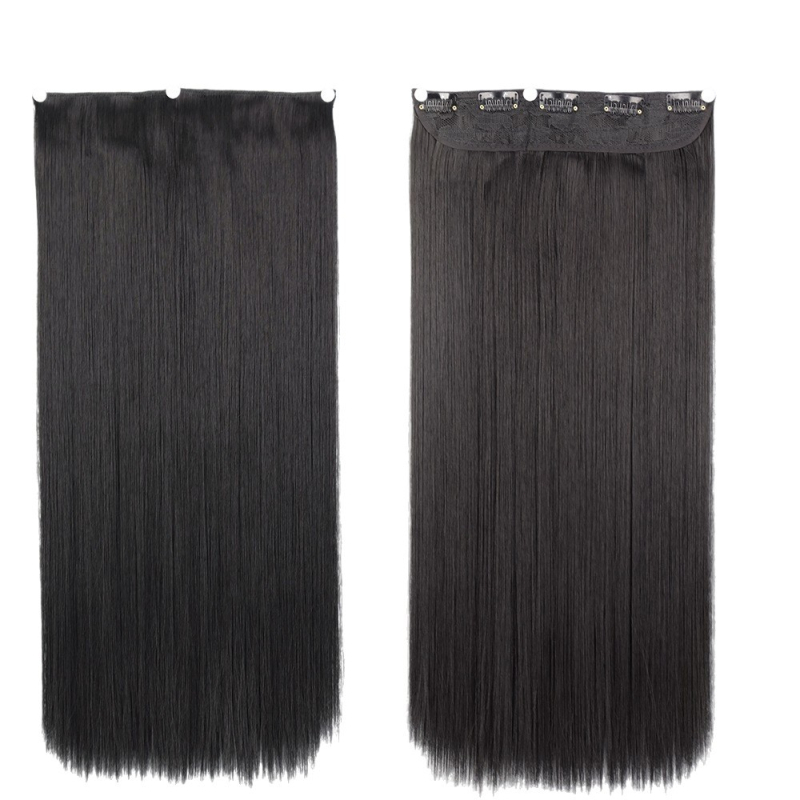 Piesă de extensie păr - Un singur element cu cinci secțiuni, șuviță lungă și dreaptă, mătase rezistentă la temperaturi înalte, proces mecanizat, model D1012, necolorabil