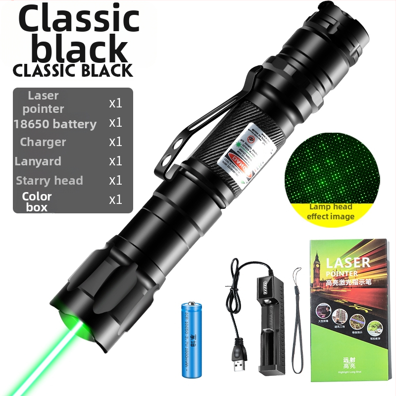 Laser pokazivač s klipom za olovku, snažan laser s učinkom zvjezdane neba, dugi domet