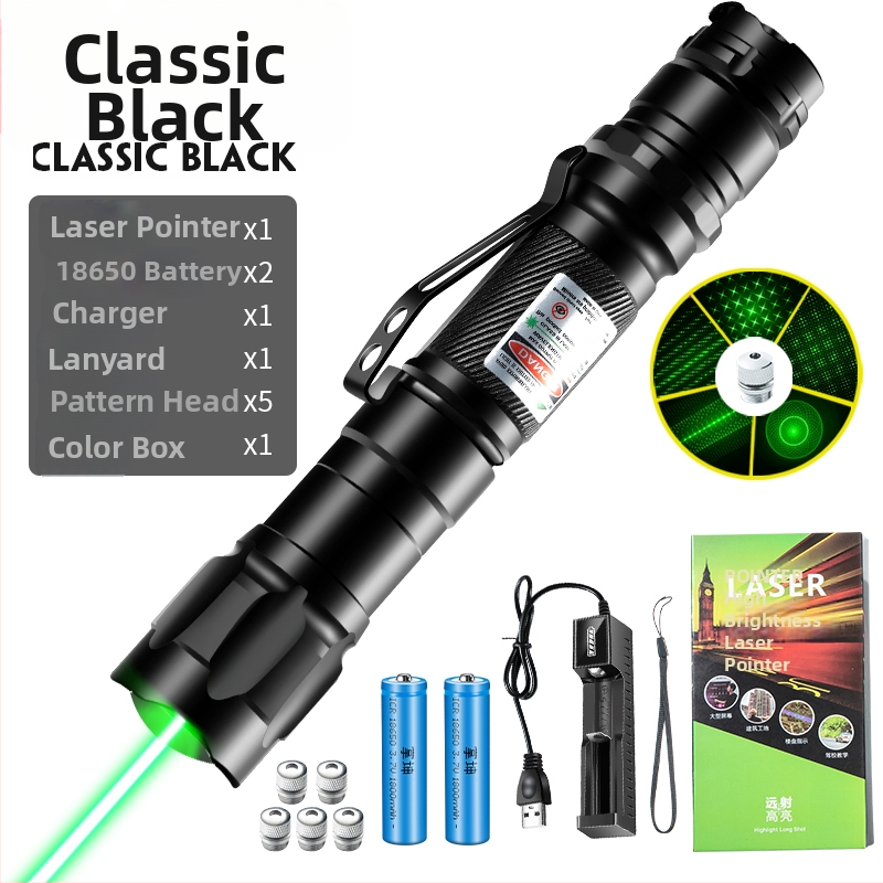 Laser pokazivač s klipom za olovku, snažan laser s učinkom zvjezdane neba, dugi domet