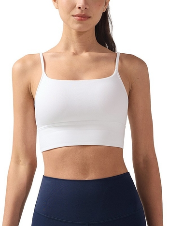 Bustier de yoga cu spate mare în formă de U, material respirabil și uscare rapidă, cupe căptușite, amestec nylon-spandex (81% nylon, 19% spandex), lungime până la abdomen