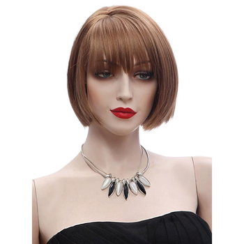 Perucă lungă, păr drept, breton oblic; fibre rezistente la temperatură; poate fi vopsită; Model 9549