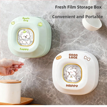 Zidna kutija za plastičnu foliju za skladištenje sa slatkim štenetom, bez montaže, moderni minimalistički stil