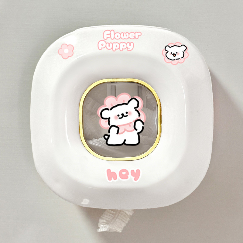 Zidna kutija za plastičnu foliju za skladištenje sa slatkim štenetom, bez montaže, moderni minimalistički stil