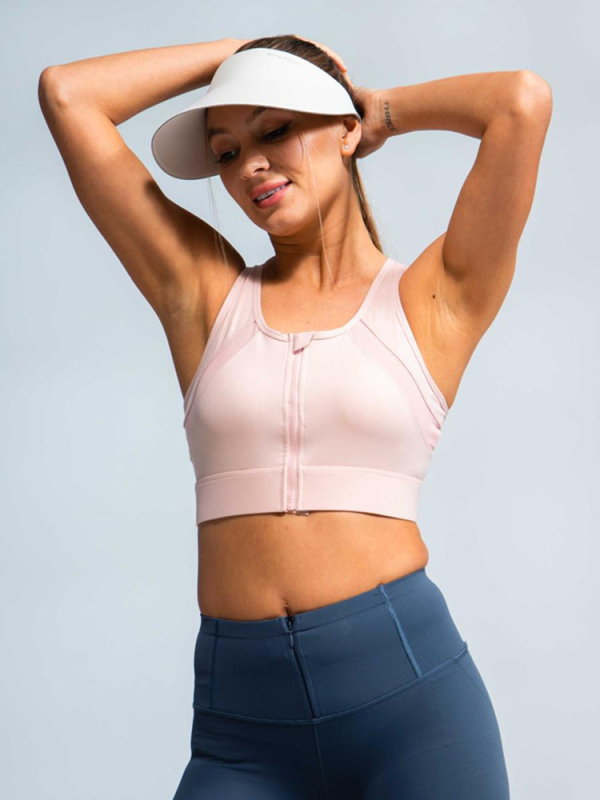 Vesta sport All-in-One cu fermoar frontal și sutien yoga cu absorbție de șocuri, respirabilă Nylon 75% / Spandex 25%