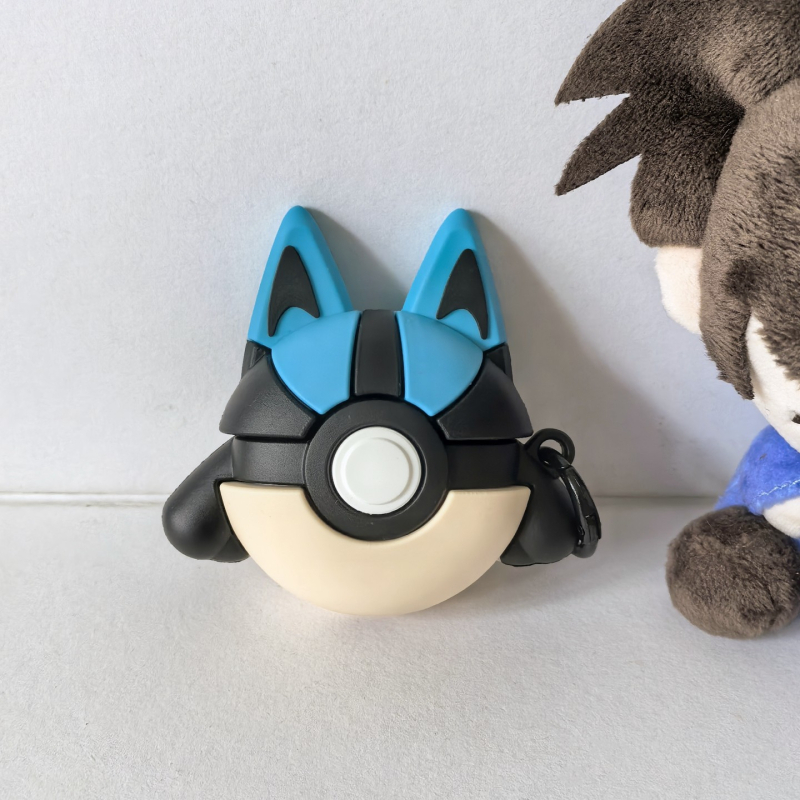Apple AirPods Lucario Poké Ball Ochranný kryt – Silikón, Tvrdý kryt, Kreslený štýl, Injekčné vstrekovanie