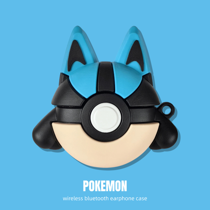 Apple AirPods Lucario Poké Ball Ochranný kryt – Silikón, Tvrdý kryt, Kreslený štýl, Injekčné vstrekovanie