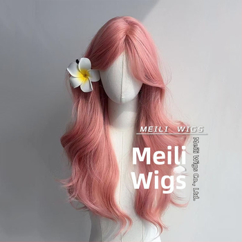 Bedis Mg-cj6163 perucă lungă cu bucle mari și breton, scalp simulat, păr din sârmă rezistentă la temperaturi înalte, posibilitatea de vopsire sau perm